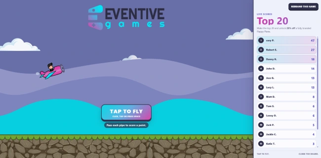Flappy Plane Branded Exhibition Touchscreen Game